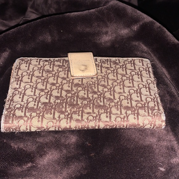 DIOR Trotter Logo Print Canvas Brown w Gold Accent Dior vintage wallet serial # - Picture 8 of 11